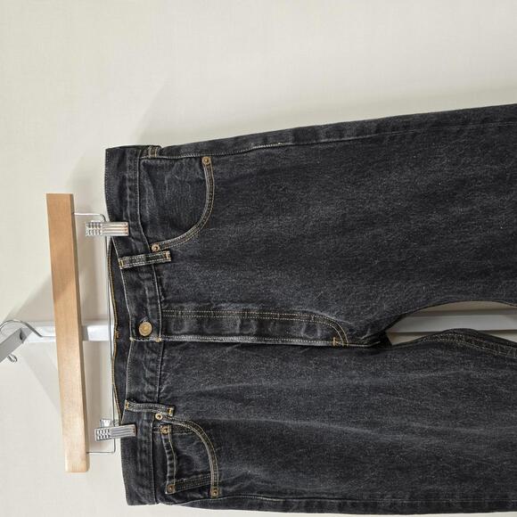 Levi's 501 Button Fly Black Washed Jeans 38x33 - Picture 3 of 8